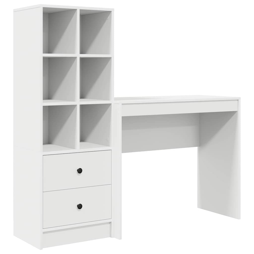 Desk with Storage 2 pcs White 90 x 40 x 76 cm Engineered wood