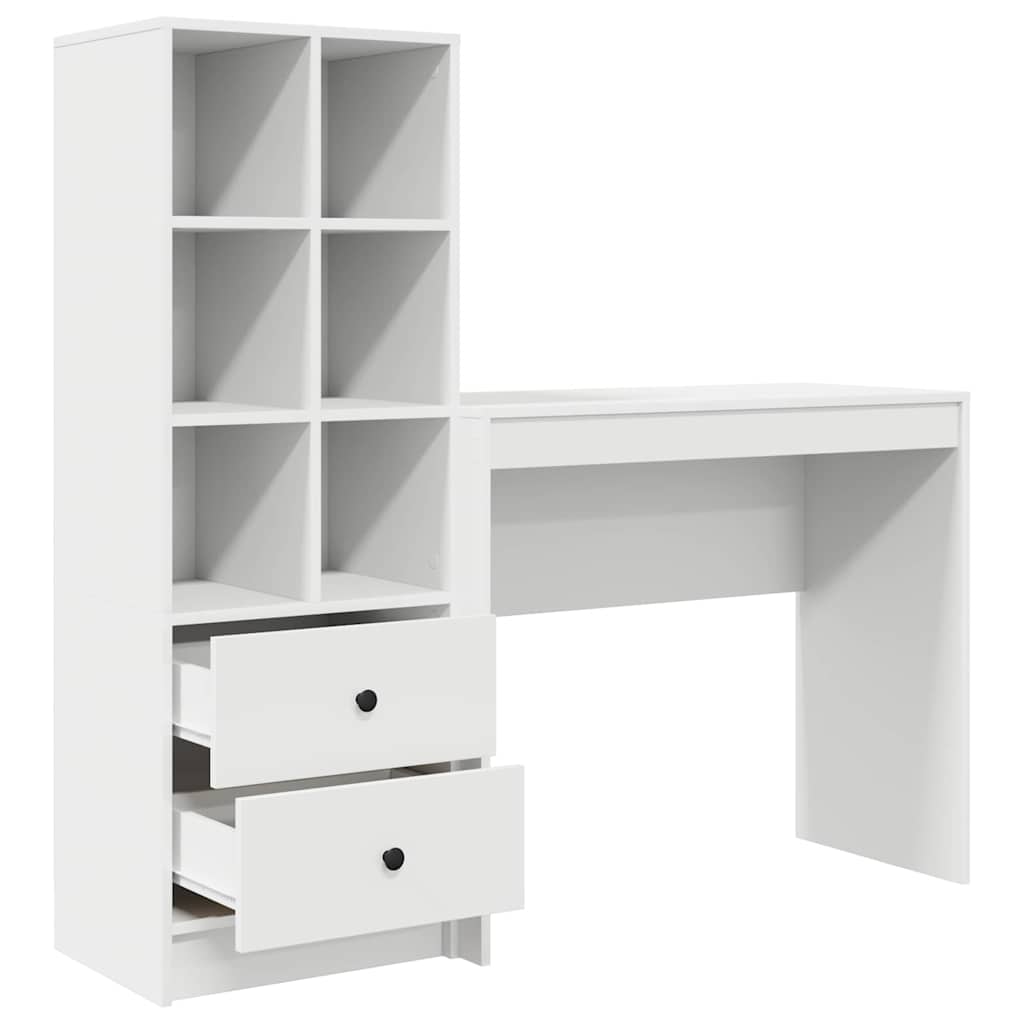 Desk with Storage 2 pcs White 90 x 40 x 76 cm Engineered wood