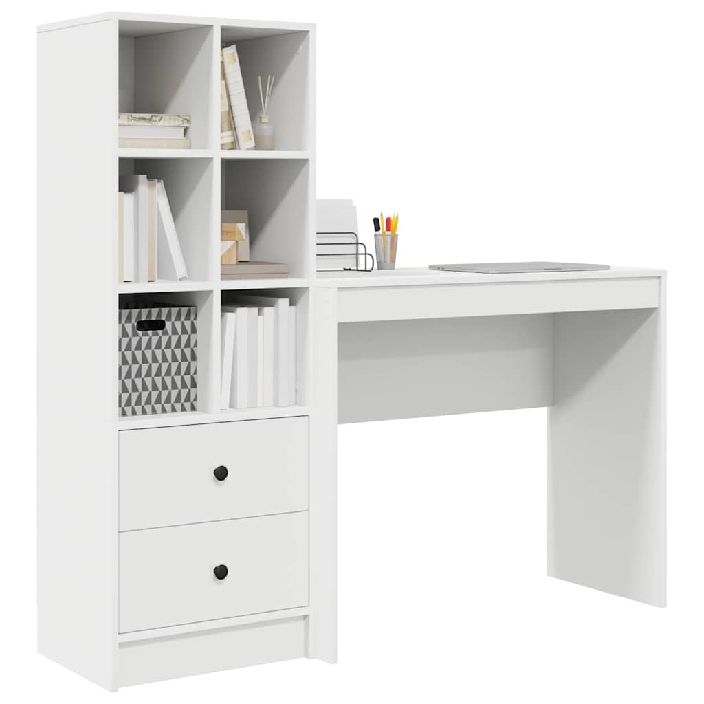 Desk with Storage 2 pcs White 90 x 40 x 76 cm Engineered wood