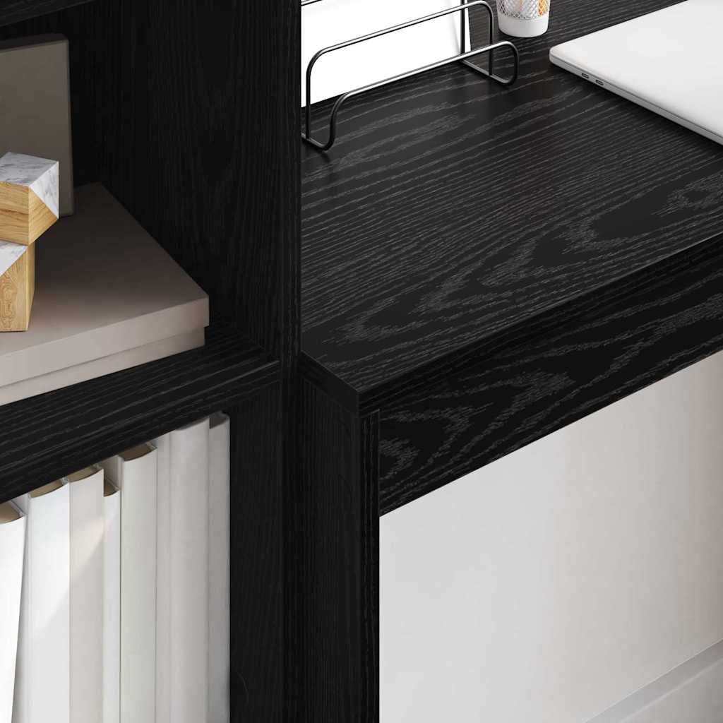 Desk with Storage with Drawer 2 pcs Black oak 90 x 40 x 76 cm