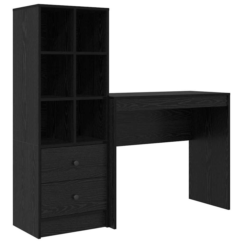 Desk with Storage with Drawer 2 pcs Black oak 90 x 40 x 76 cm
