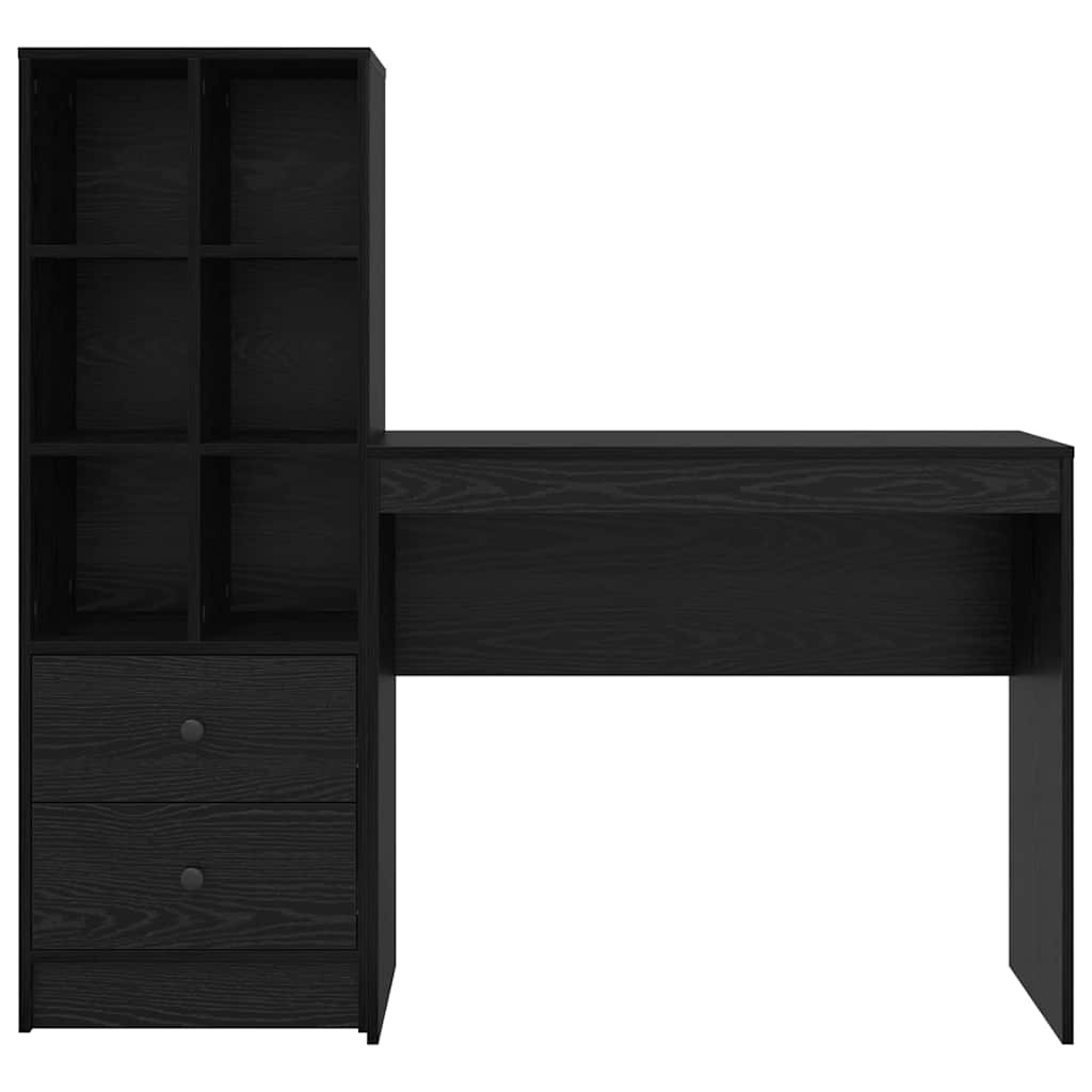 Desk with Storage with Drawer 2 pcs Black oak 90 x 40 x 76 cm