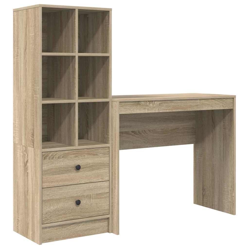 Desk with Storage with Drawer 2 pcs Sonoma Oak 90 x 40 x 76 cm