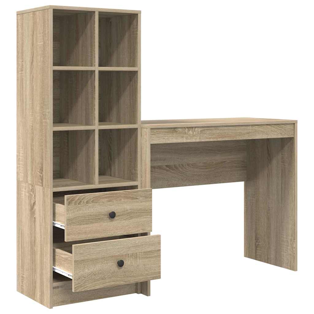 Desk with Storage with Drawer 2 pcs Sonoma Oak 90 x 40 x 76 cm
