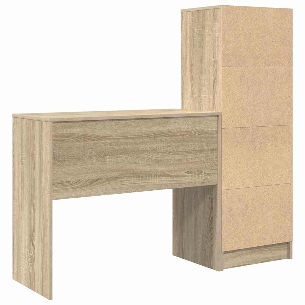 Desk with Storage with Drawer 2 pcs Sonoma Oak 90 x 40 x 76 cm