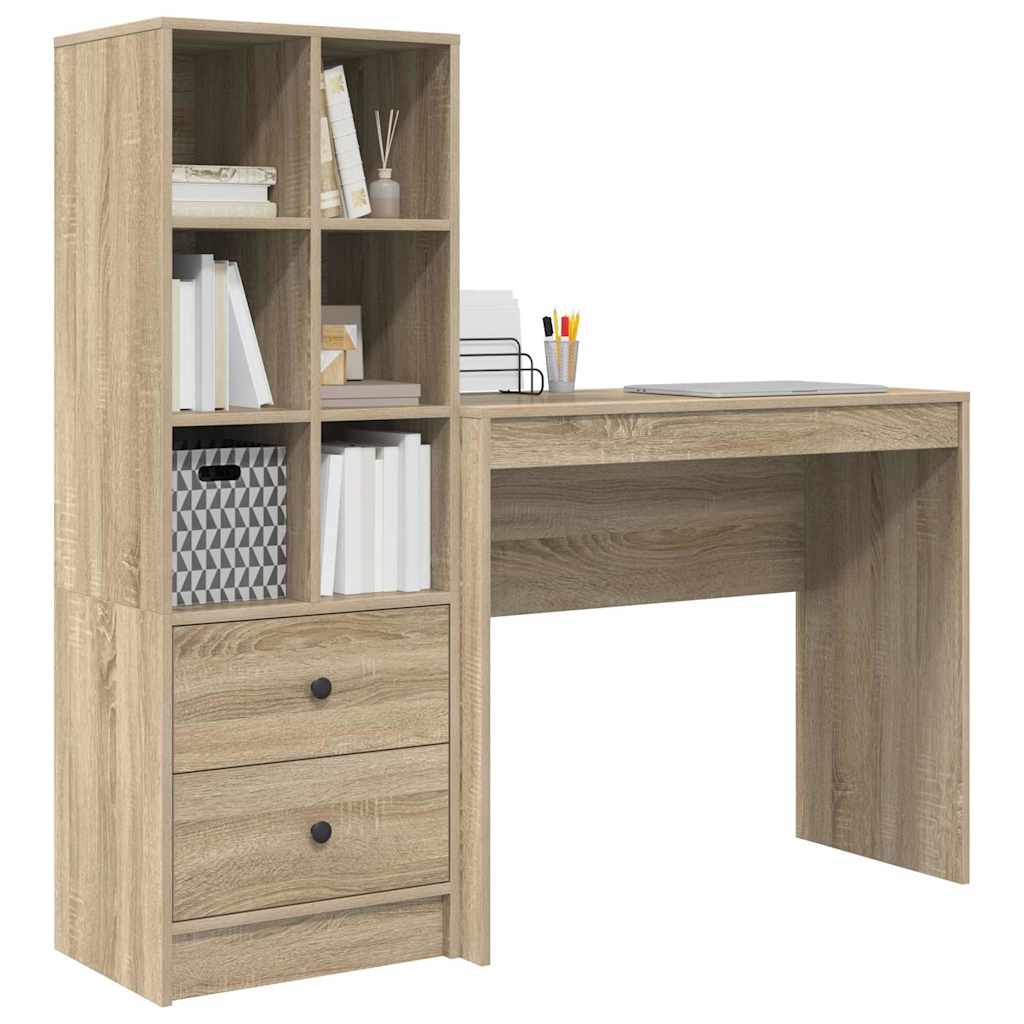 Desk with Storage with Drawer 2 pcs Sonoma Oak 90 x 40 x 76 cm