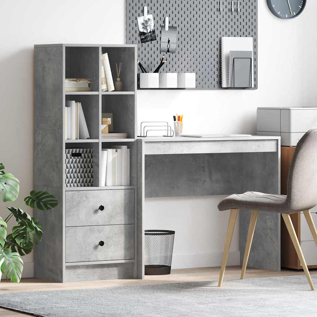 Desk with Storage 2 pcs Concrete Grey 90 x 40 x 76 cm