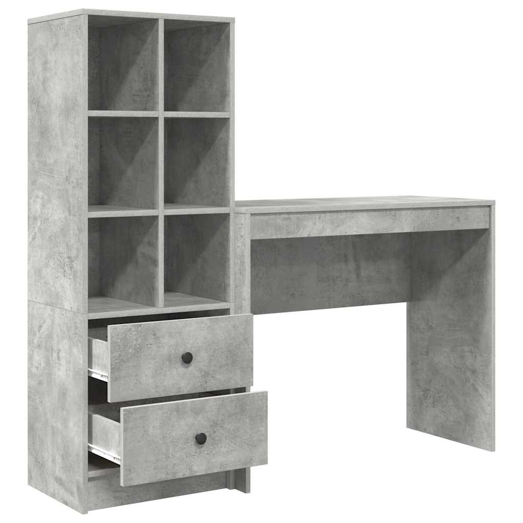 Desk with Storage 2 pcs Concrete Grey 90 x 40 x 76 cm