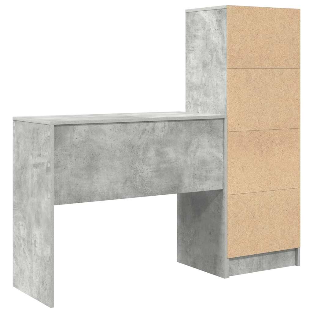 Desk with Storage 2 pcs Concrete Grey 90 x 40 x 76 cm