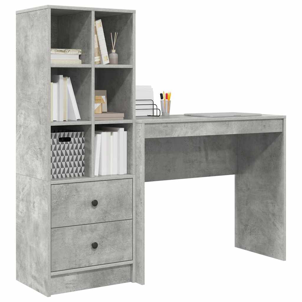 Desk with Storage 2 pcs Concrete Grey 90 x 40 x 76 cm