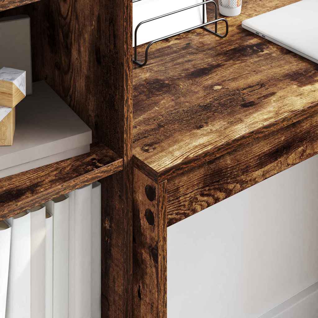 Desk with Storage with Drawer 2 pcs Smoked Oak 90 x 40 x 76 cm