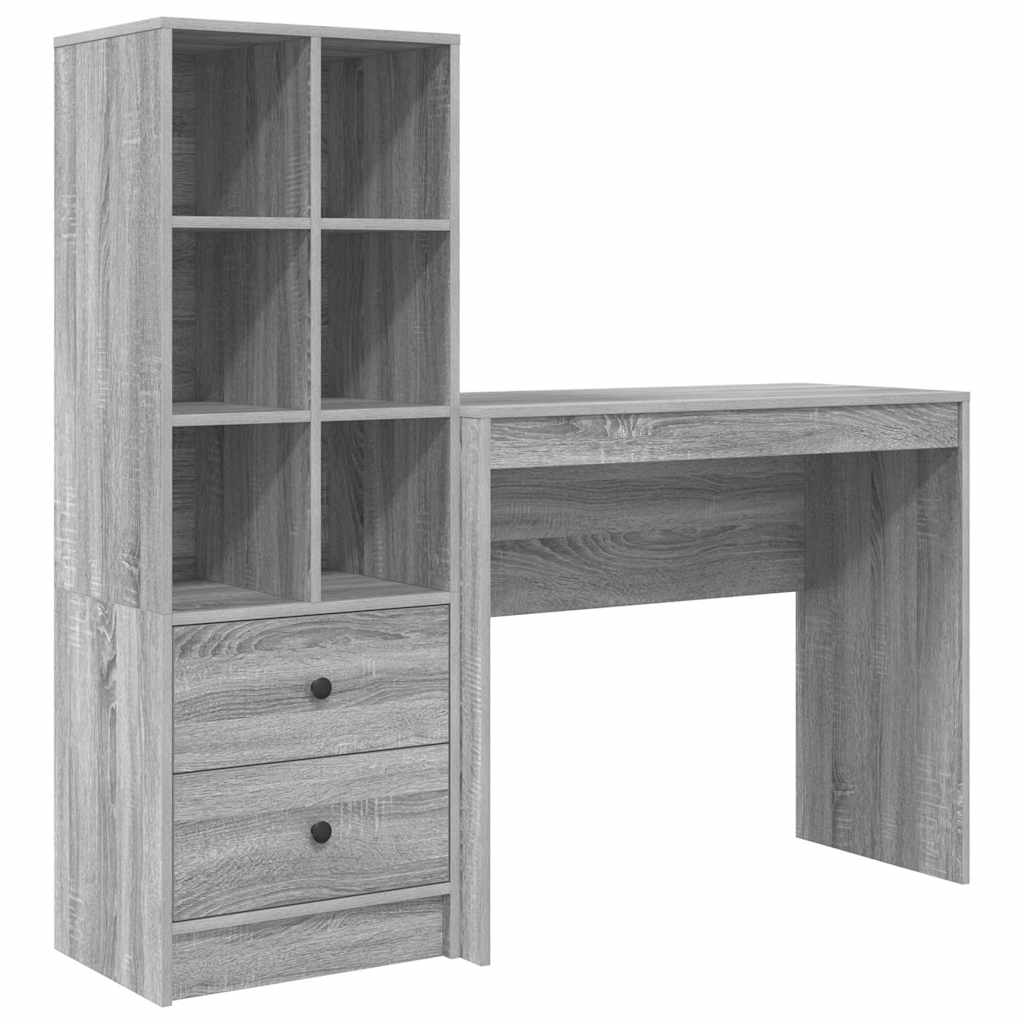 Desk with Storage with Drawer 2 pcs Grey sonoma 90 x 40 x 76 cm