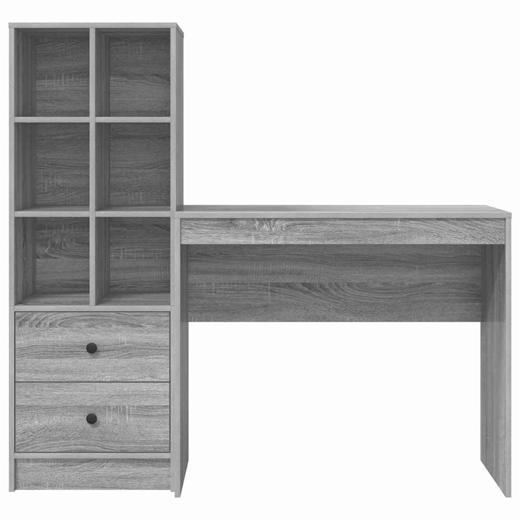 Desk with Storage with Drawer 2 pcs Grey sonoma 90 x 40 x 76 cm