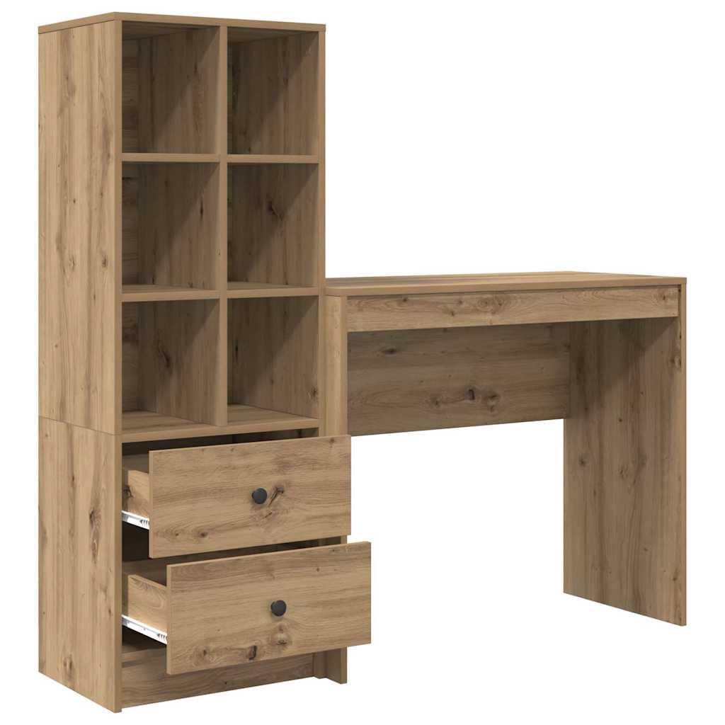 Desk with Storage with Drawer 2 pcs Artisan oak 90 x 40 x 76 cm