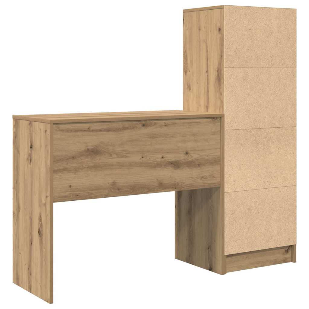 Desk with Storage with Drawer 2 pcs Artisan oak 90 x 40 x 76 cm