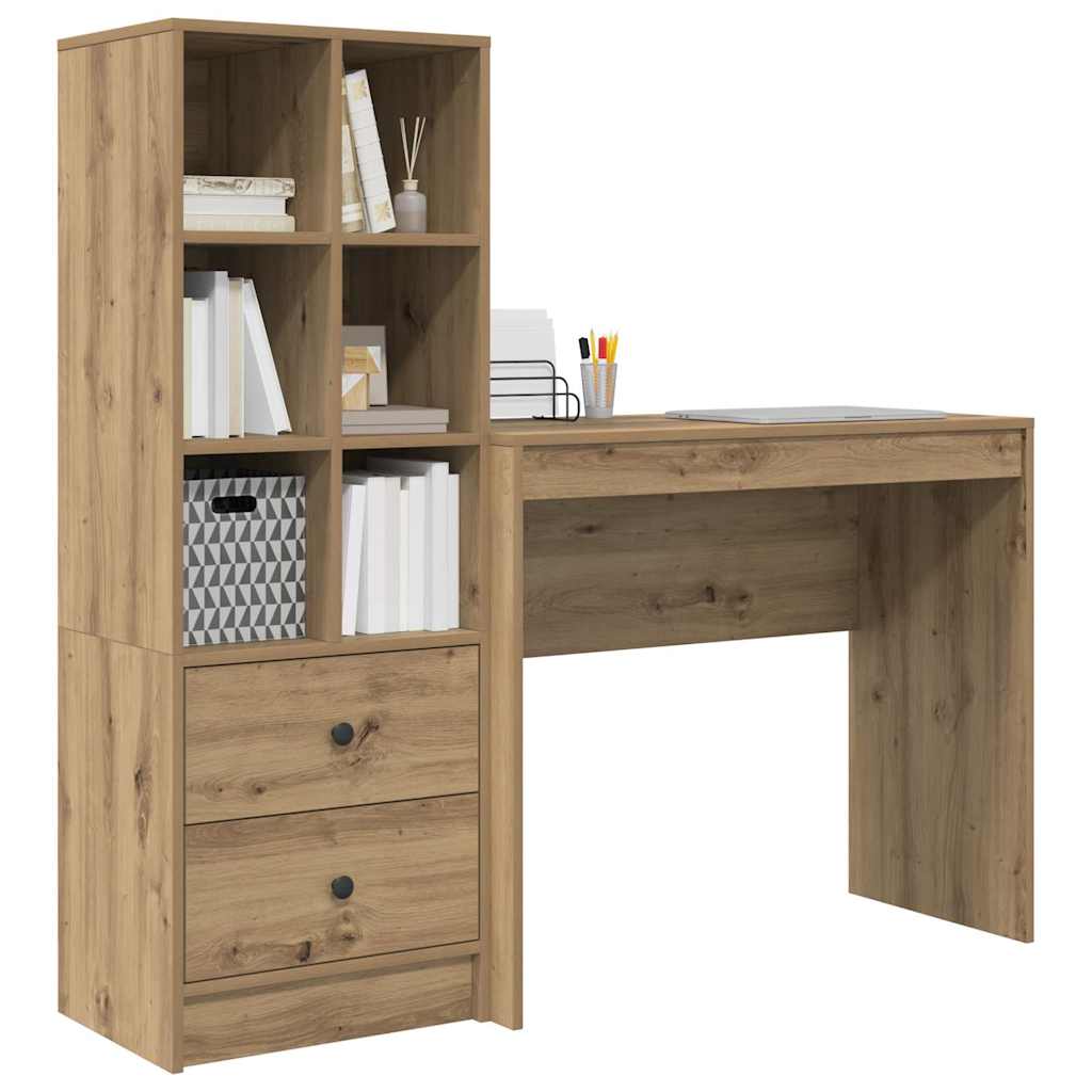 Desk with Storage with Drawer 2 pcs Artisan oak 90 x 40 x 76 cm