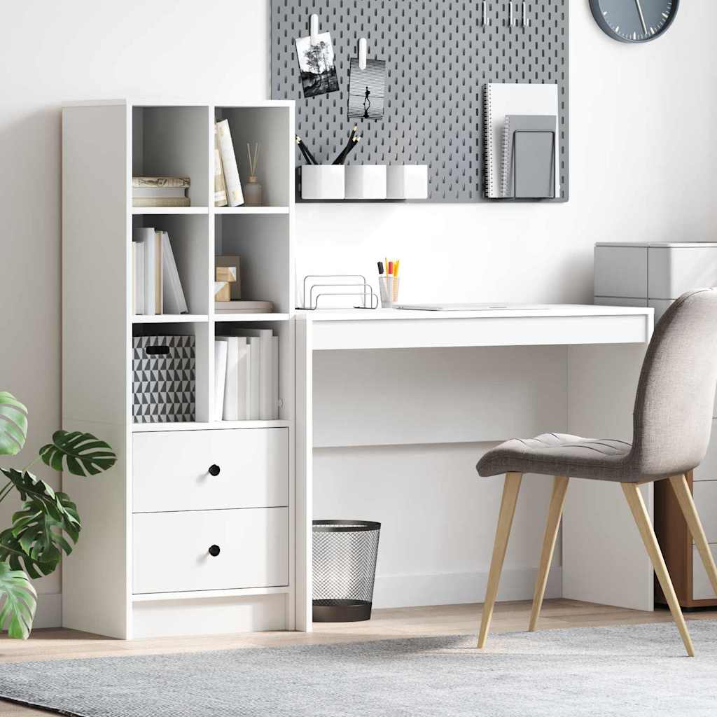 Desk with Storage 2 pcs White 100 x 40 x 76 cm Engineered wood