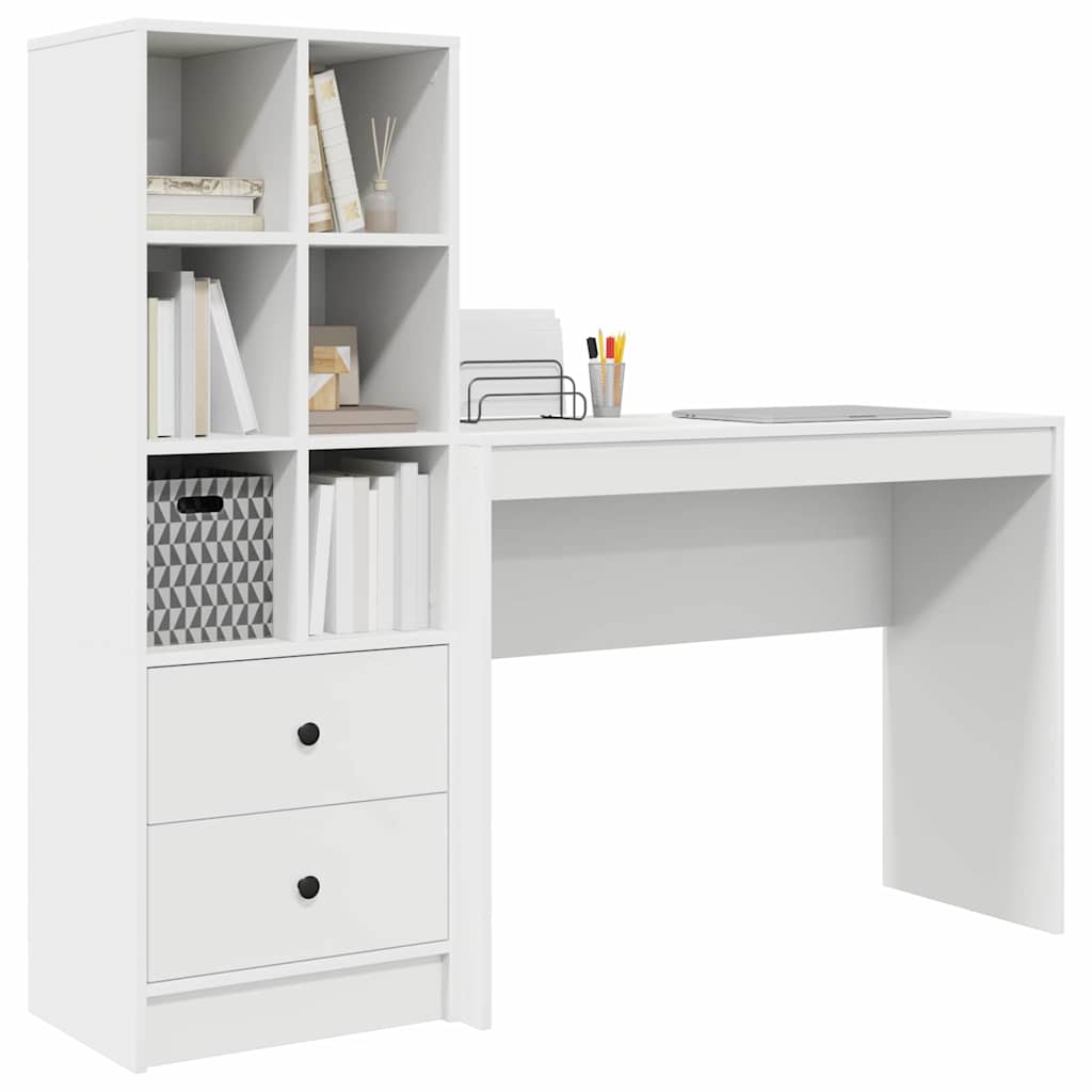 Desk with Storage 2 pcs White 100 x 40 x 76 cm Engineered wood