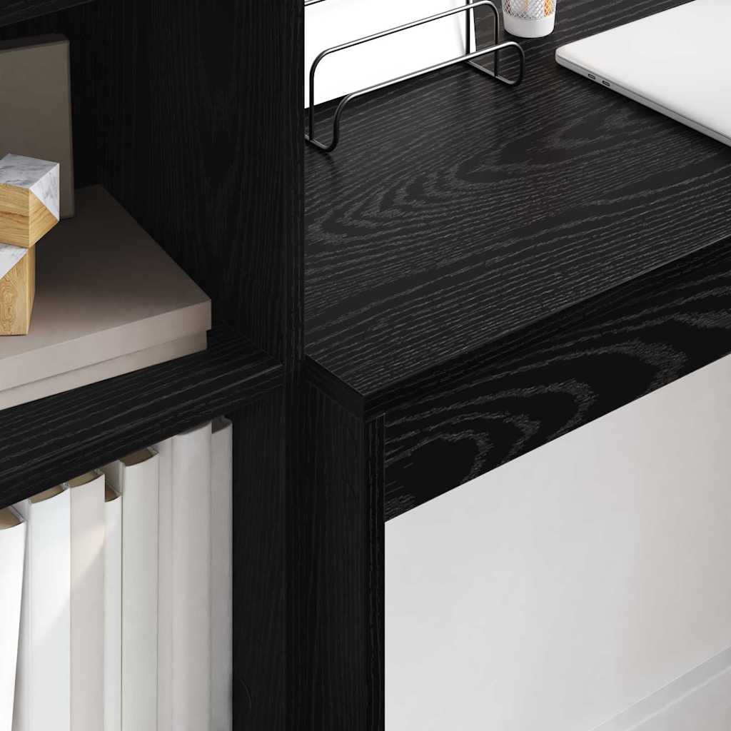 Desk with Storage with Drawer 2 pcs Black oak 100 x 40 x 76 cm