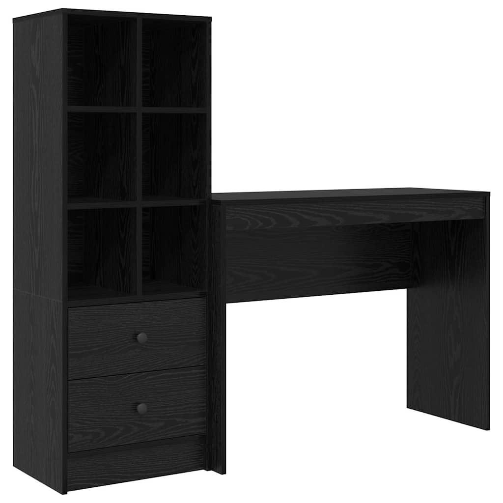 Desk with Storage with Drawer 2 pcs Black oak 100 x 40 x 76 cm