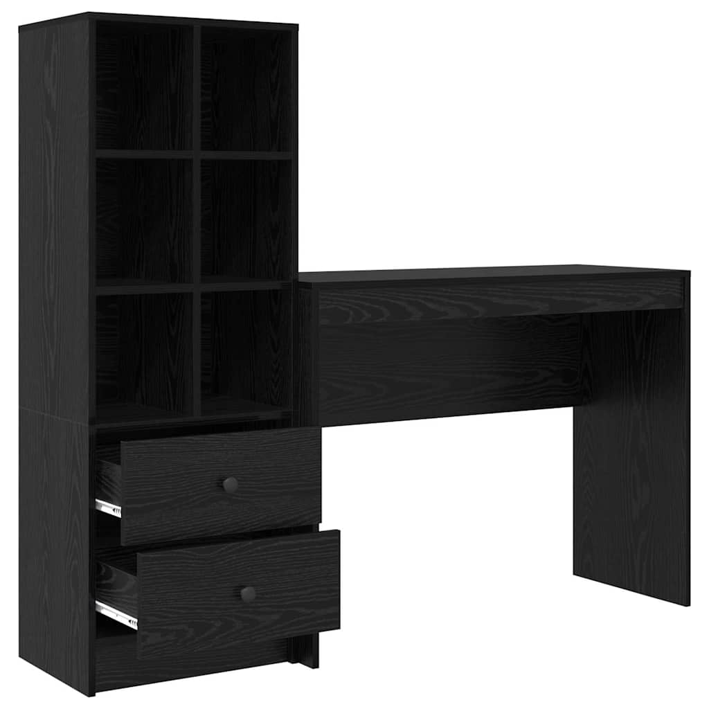 Desk with Storage with Drawer 2 pcs Black oak 100 x 40 x 76 cm