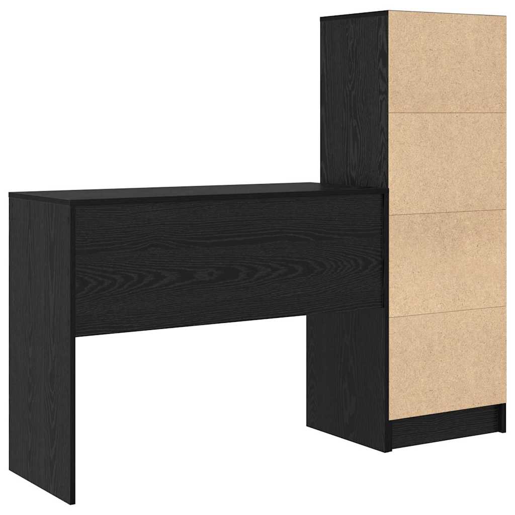 Desk with Storage with Drawer 2 pcs Black oak 100 x 40 x 76 cm