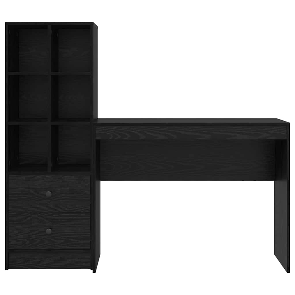 Desk with Storage with Drawer 2 pcs Black oak 100 x 40 x 76 cm