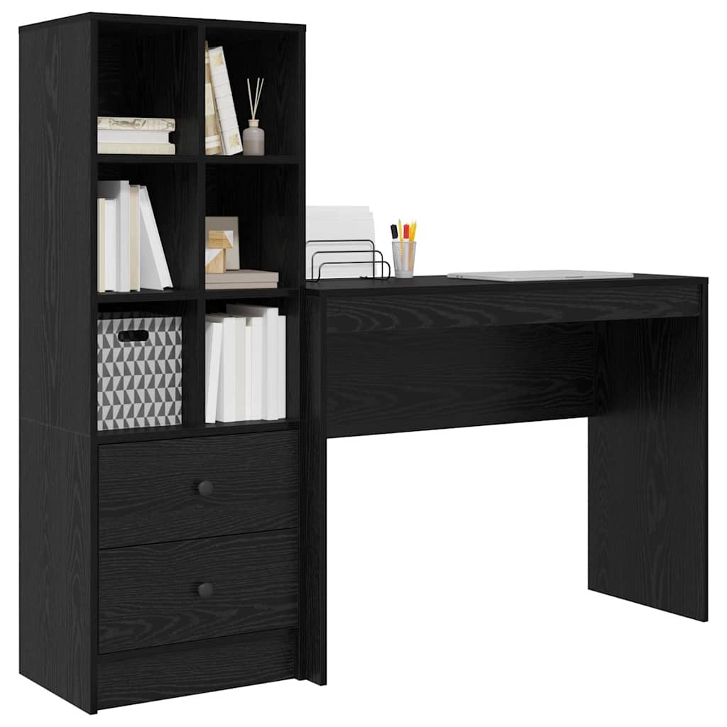 Desk with Storage with Drawer 2 pcs Black oak 100 x 40 x 76 cm