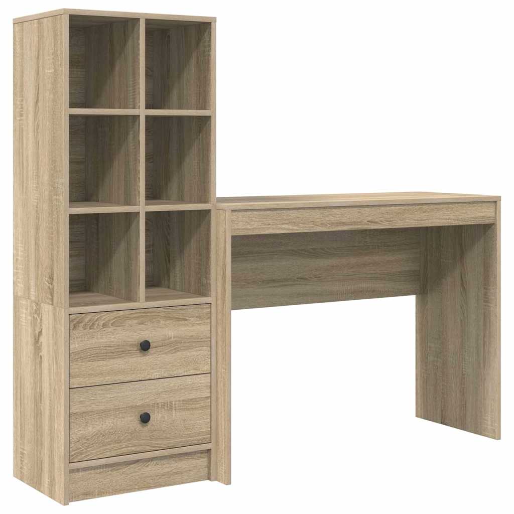 Desk with Storage with Drawer 2 pcs Sonoma Oak 100 x 40 x 76 cm