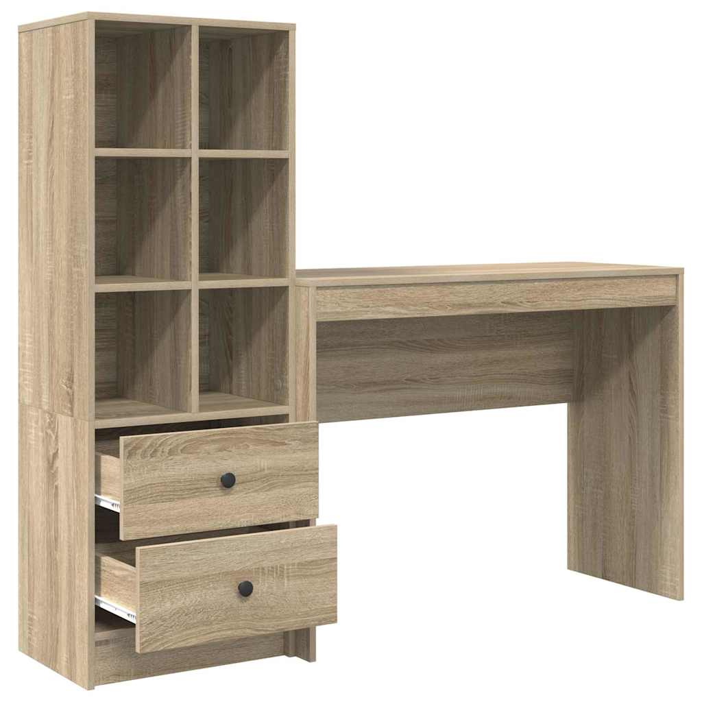 Desk with Storage with Drawer 2 pcs Sonoma Oak 100 x 40 x 76 cm