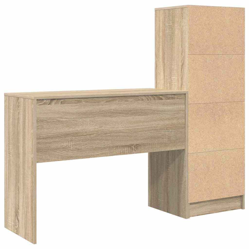 Desk with Storage with Drawer 2 pcs Sonoma Oak 100 x 40 x 76 cm