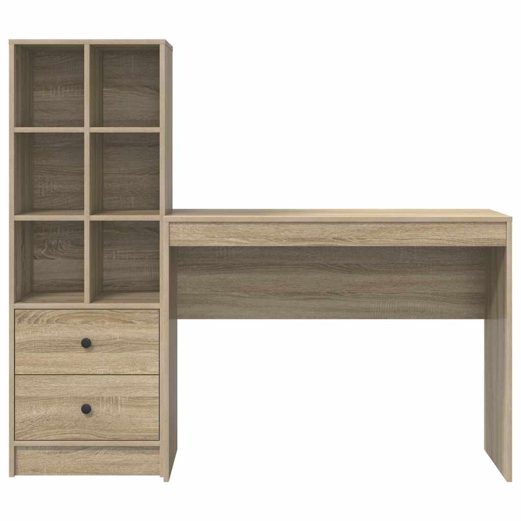 Desk with Storage with Drawer 2 pcs Sonoma Oak 100 x 40 x 76 cm