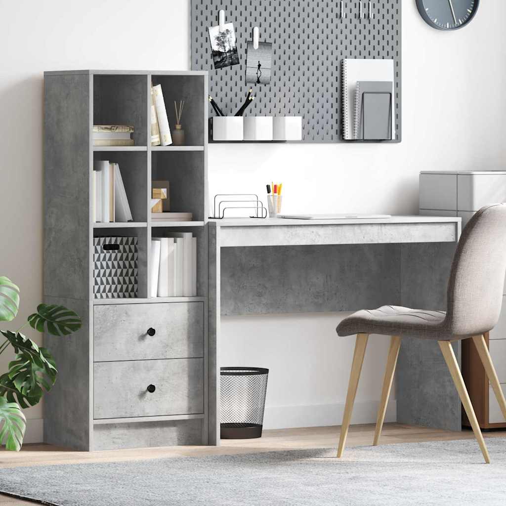 Desk with Storage 2 pcs Concrete Grey 100 x 40 x 76 cm