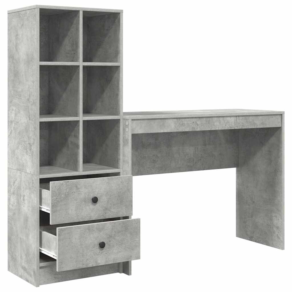 Desk with Storage 2 pcs Concrete Grey 100 x 40 x 76 cm