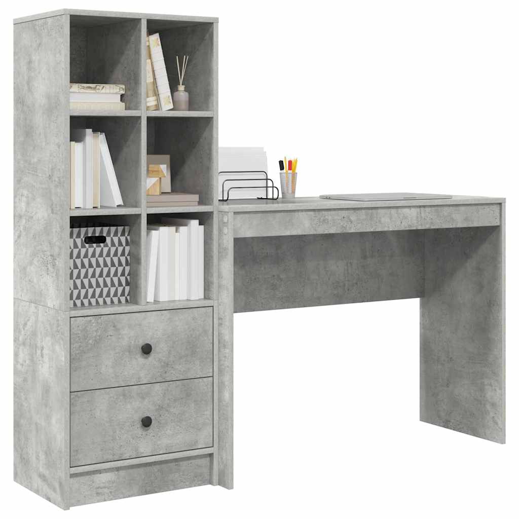 Desk with Storage 2 pcs Concrete Grey 100 x 40 x 76 cm