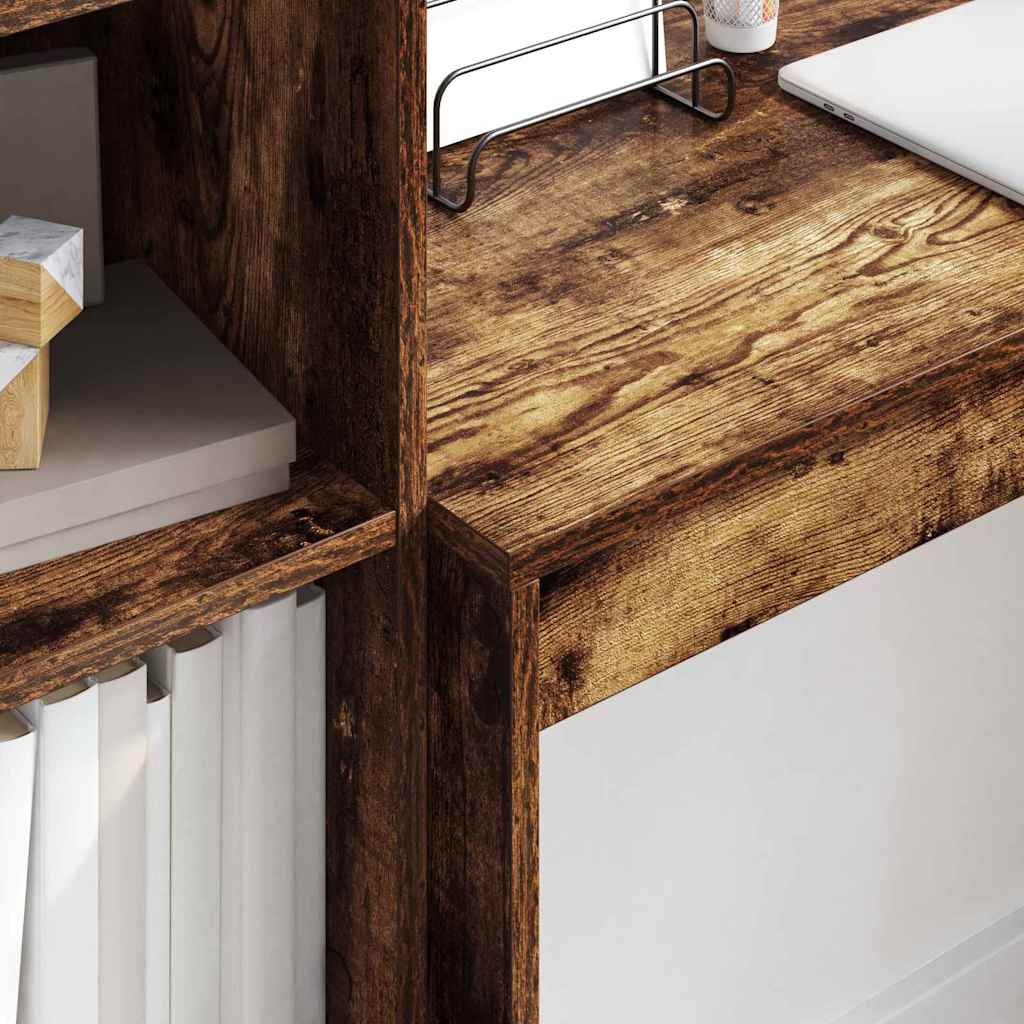 Desk with Storage with Drawer 2 pcs Smoked Oak 100 x 40 x 76 cm