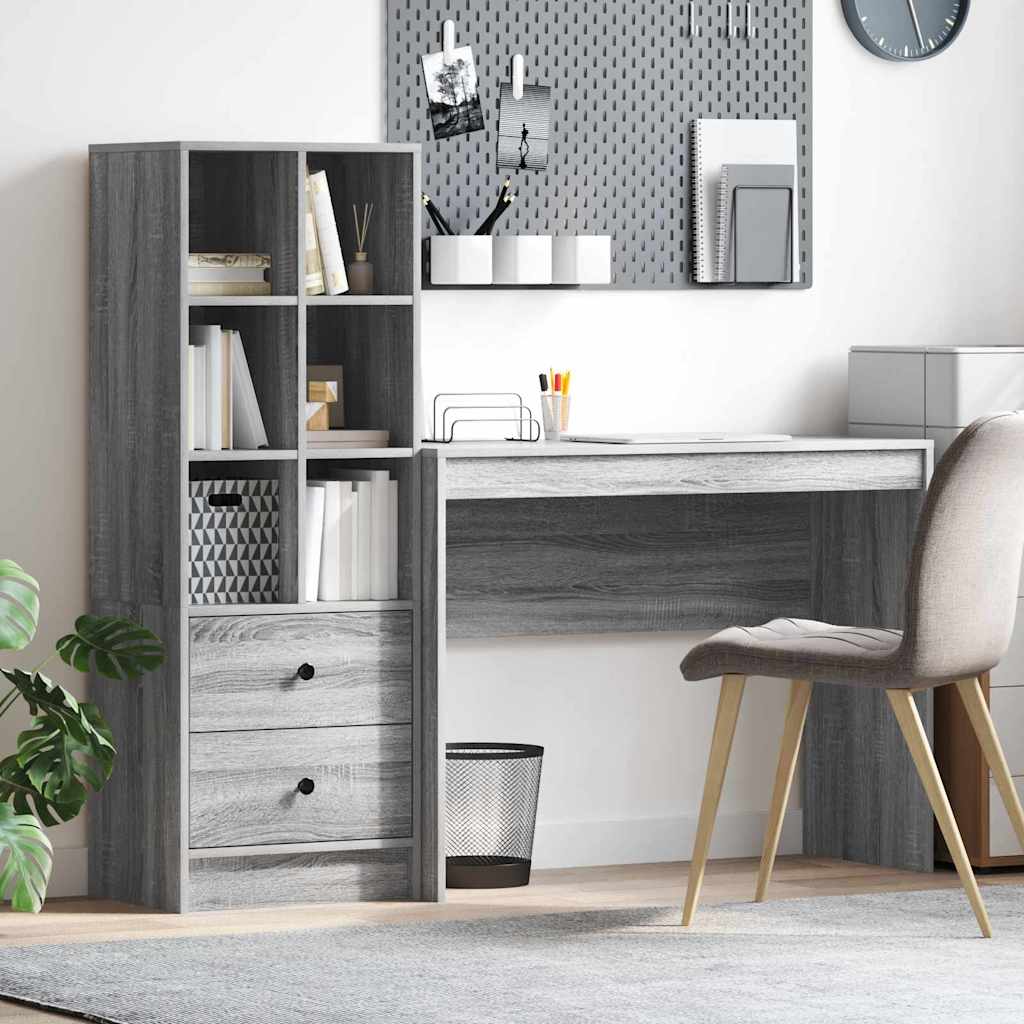 Desk with Storage with Shelf 2 pcs Grey sonoma 100 x 40 x 76 cm