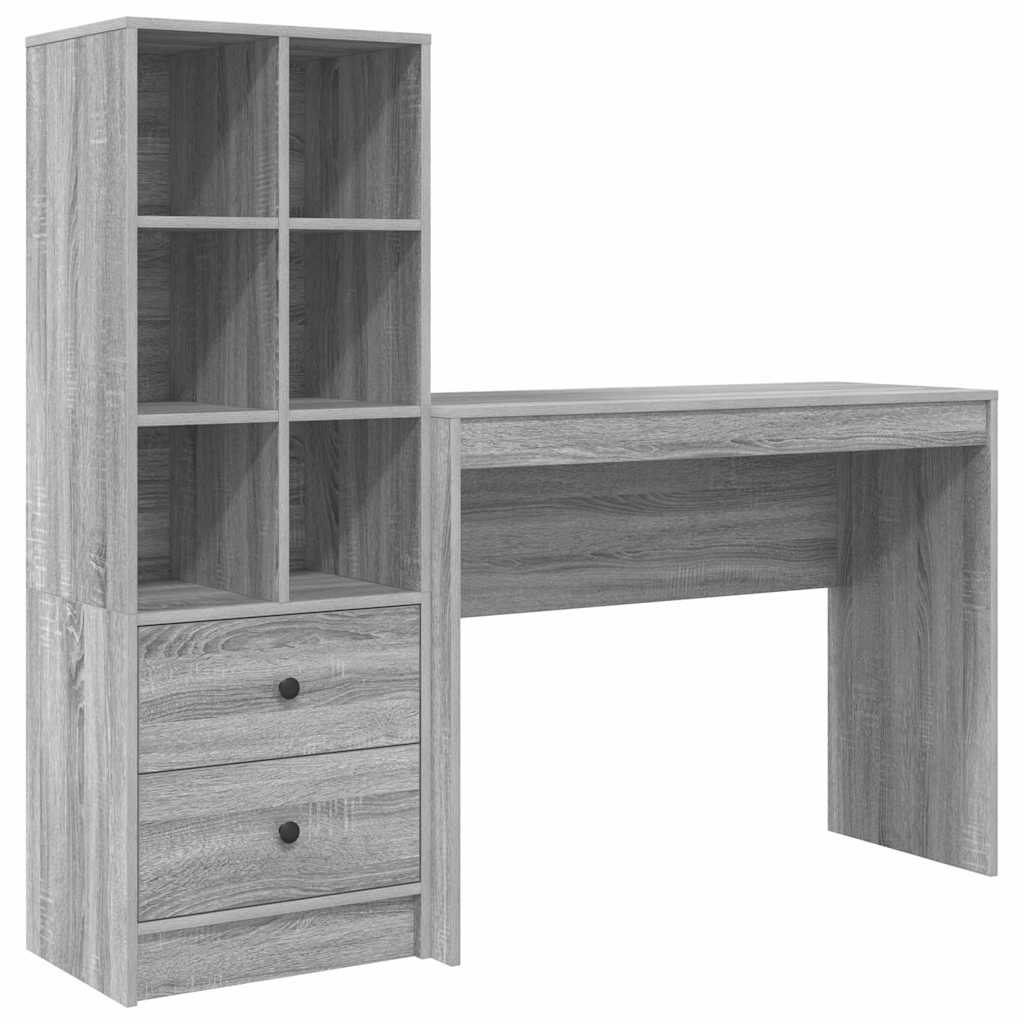 Desk with Storage with Shelf 2 pcs Grey sonoma 100 x 40 x 76 cm