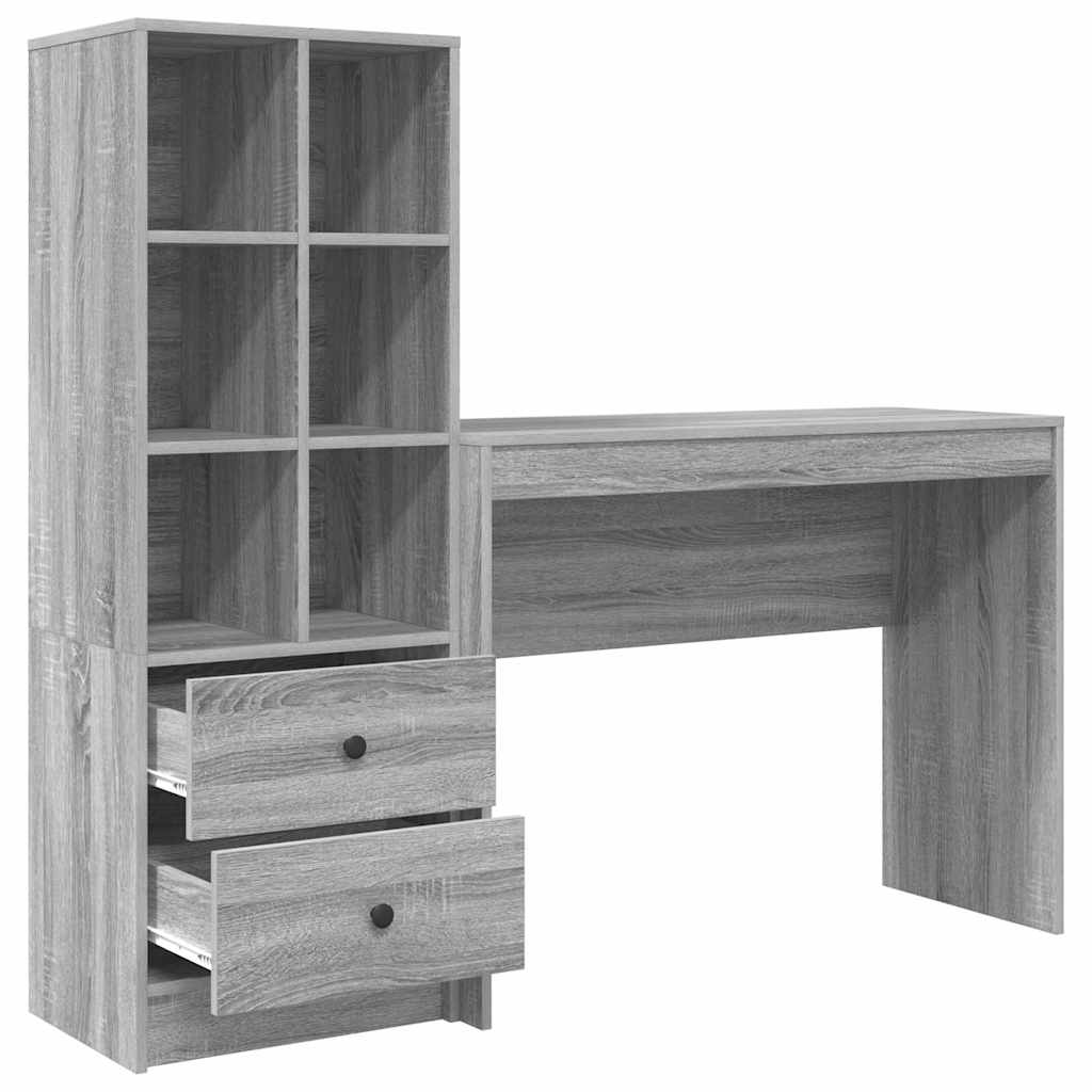 Desk with Storage with Shelf 2 pcs Grey sonoma 100 x 40 x 76 cm