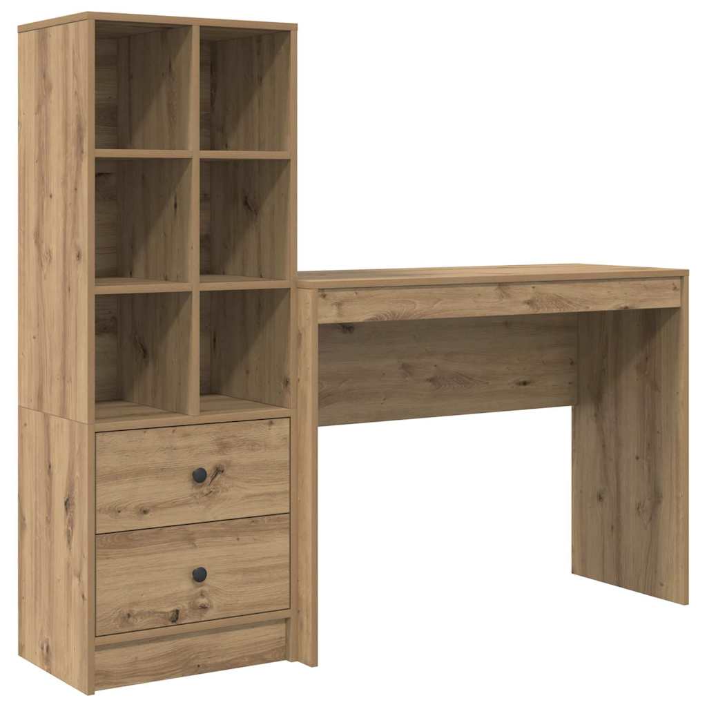 Desk with Storage with Shelf 2 pcs Artisan oak 100 x 40 x 76 cm