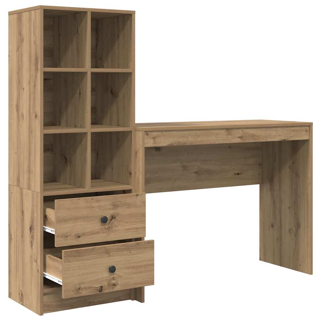 Desk with Storage with Shelf 2 pcs Artisan oak 100 x 40 x 76 cm