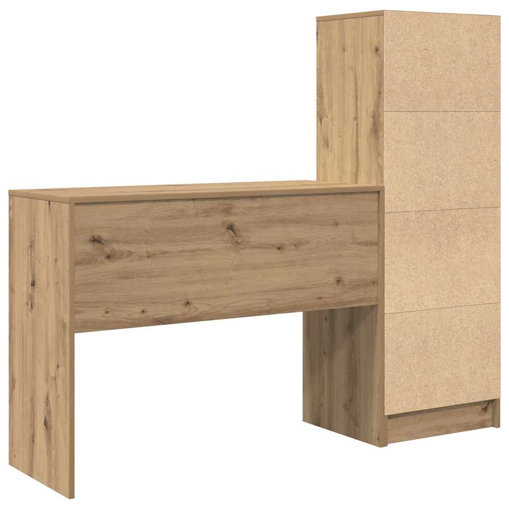 Desk with Storage with Shelf 2 pcs Artisan oak 100 x 40 x 76 cm