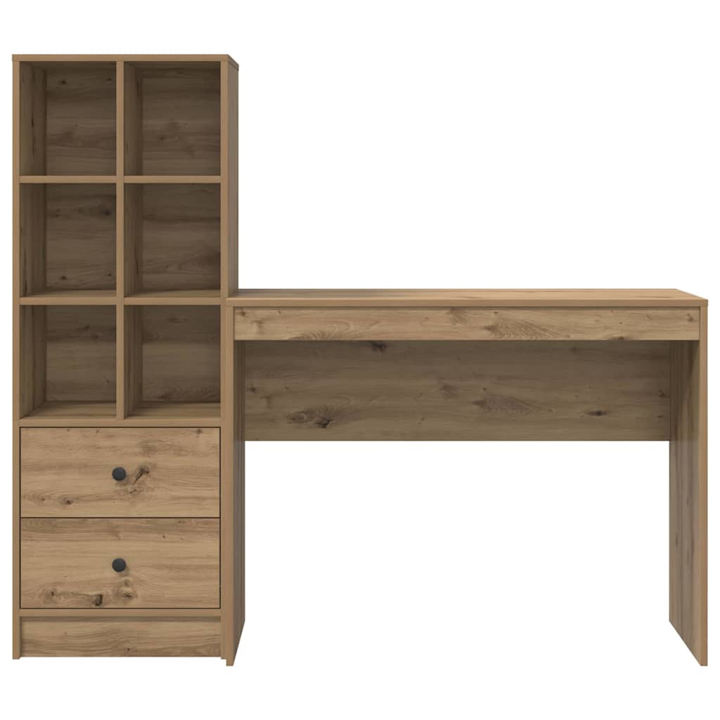 Desk with Storage with Shelf 2 pcs Artisan oak 100 x 40 x 76 cm