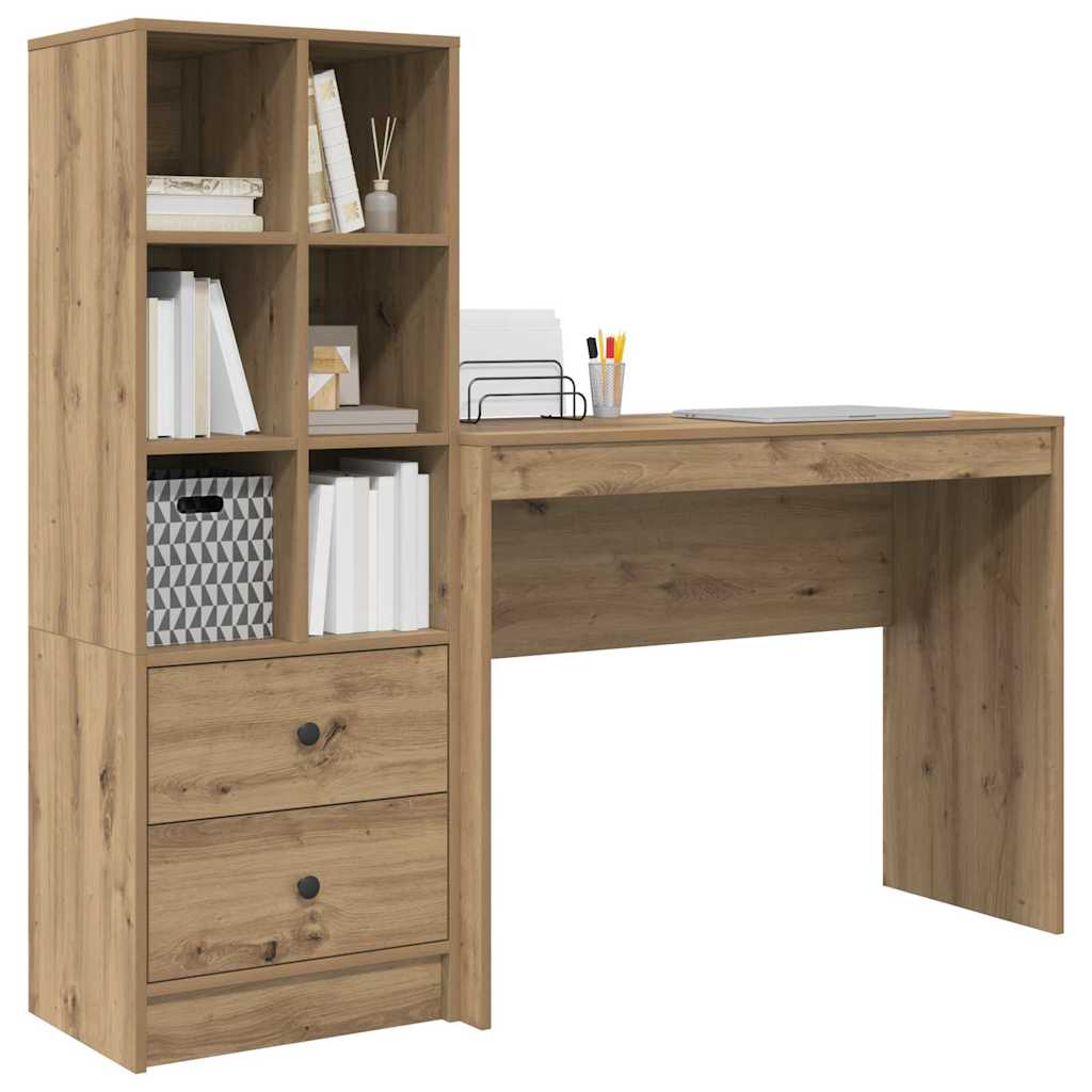 Desk with Storage with Shelf 2 pcs Artisan oak 100 x 40 x 76 cm