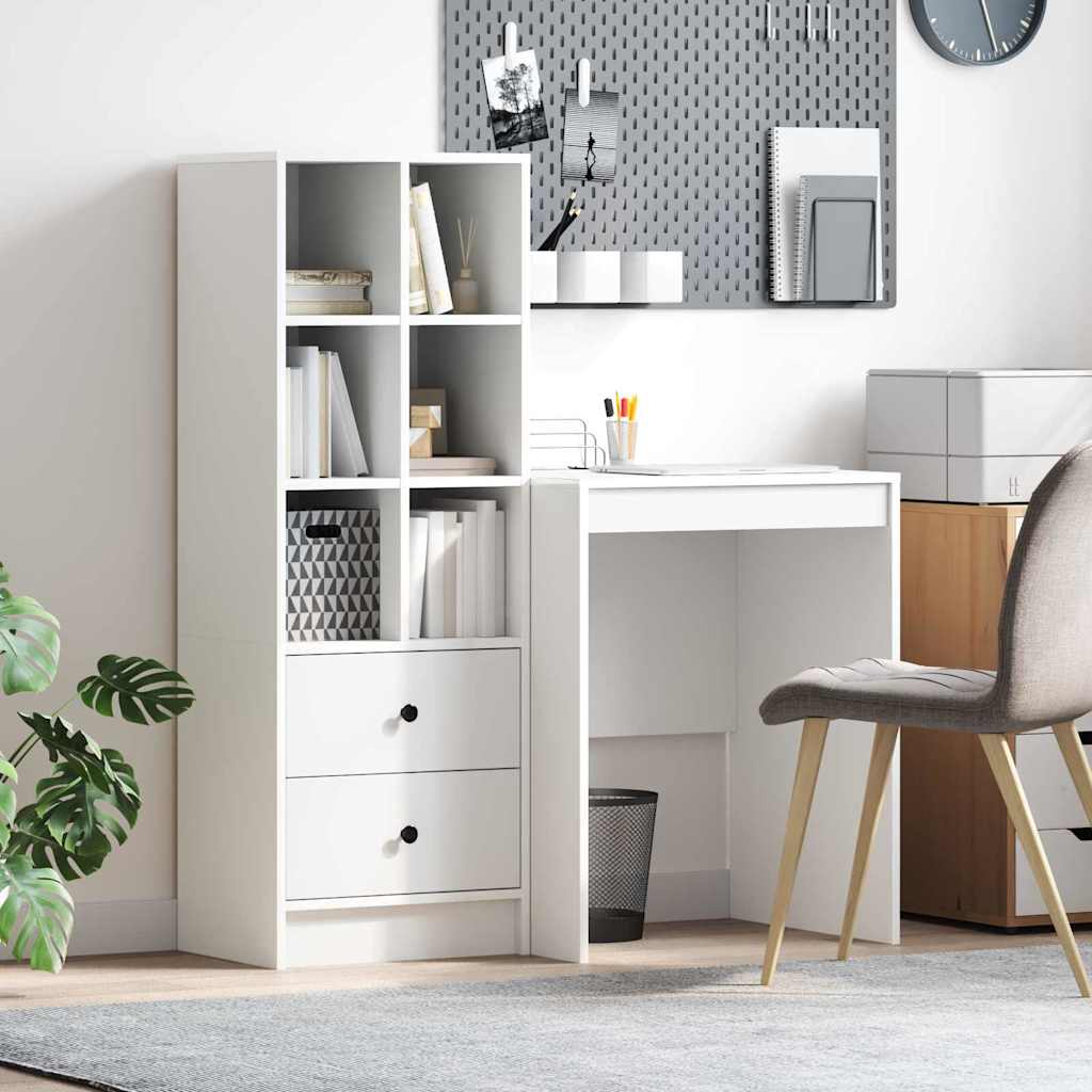 Desk with Storage 2 pcs White 100 x 40 x 76 cm Engineered wood