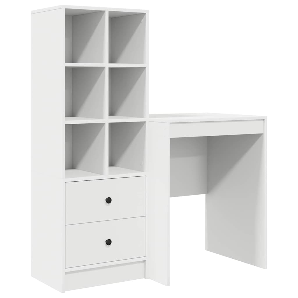 Desk with Storage 2 pcs White 100 x 40 x 76 cm Engineered wood