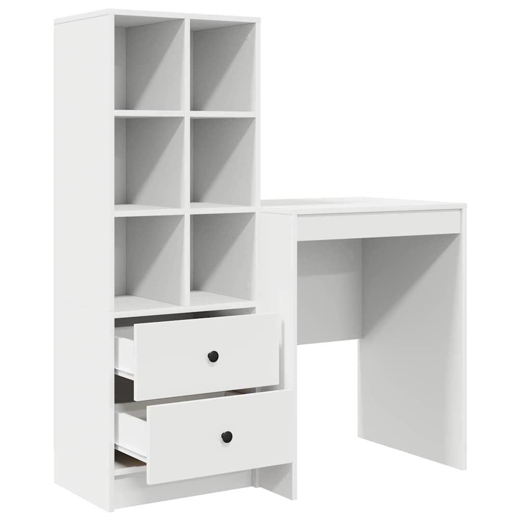 Desk with Storage 2 pcs White 100 x 40 x 76 cm Engineered wood