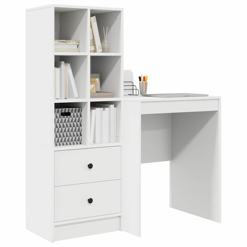 Desk with Storage 2 pcs White 100 x 40 x 76 cm Engineered wood