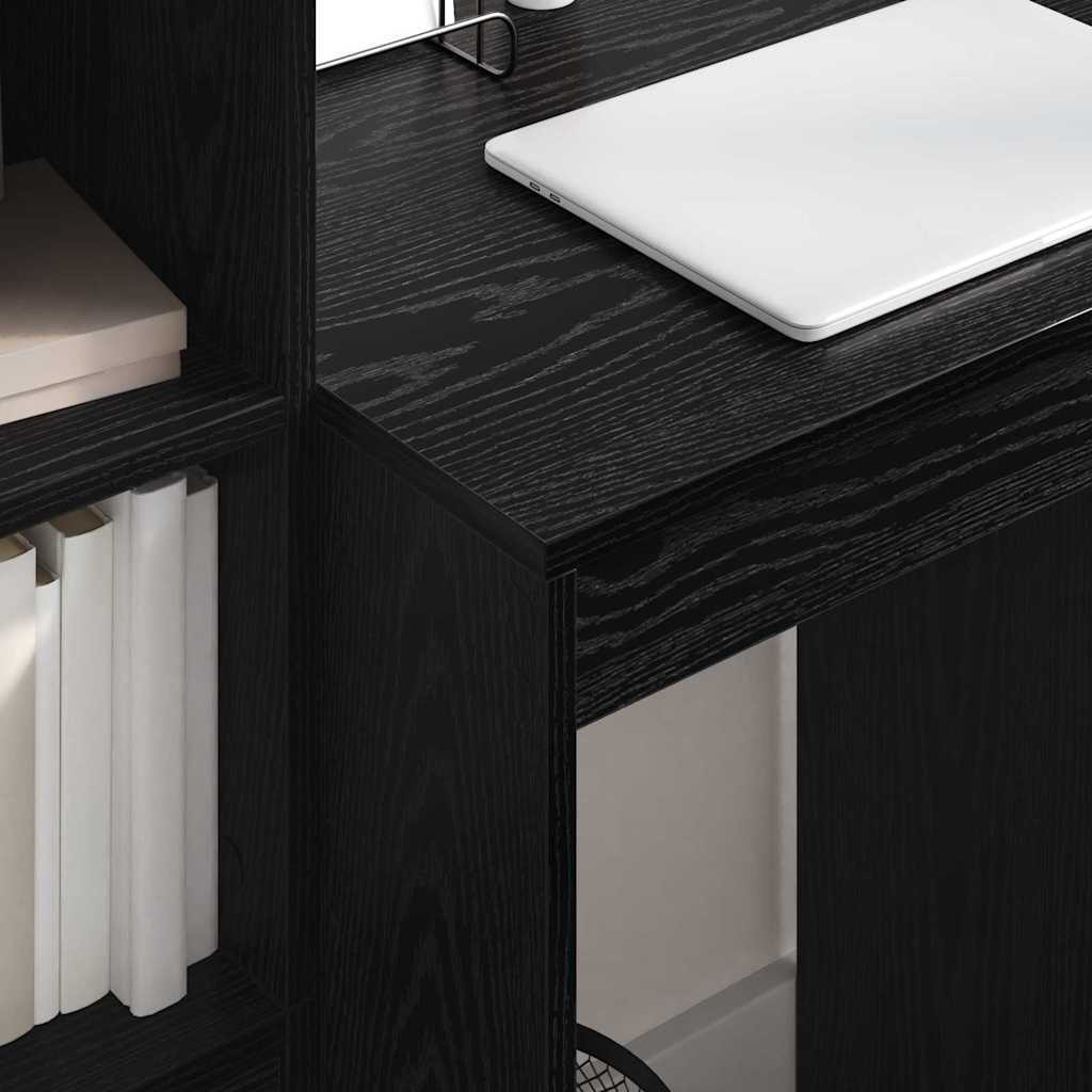 Desk with Storage with Drawer 2 pcs Black oak 60 x 50 x 76 cm
