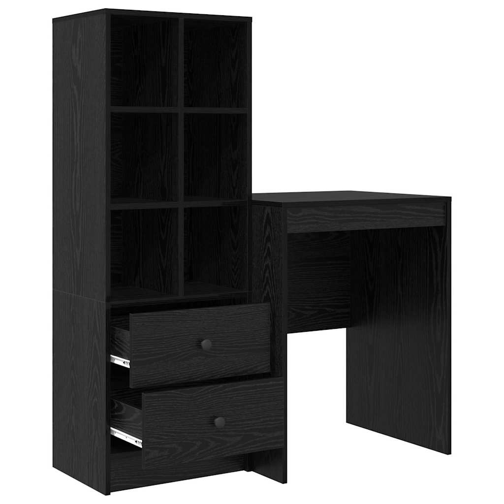 Desk with Storage with Drawer 2 pcs Black oak 60 x 50 x 76 cm